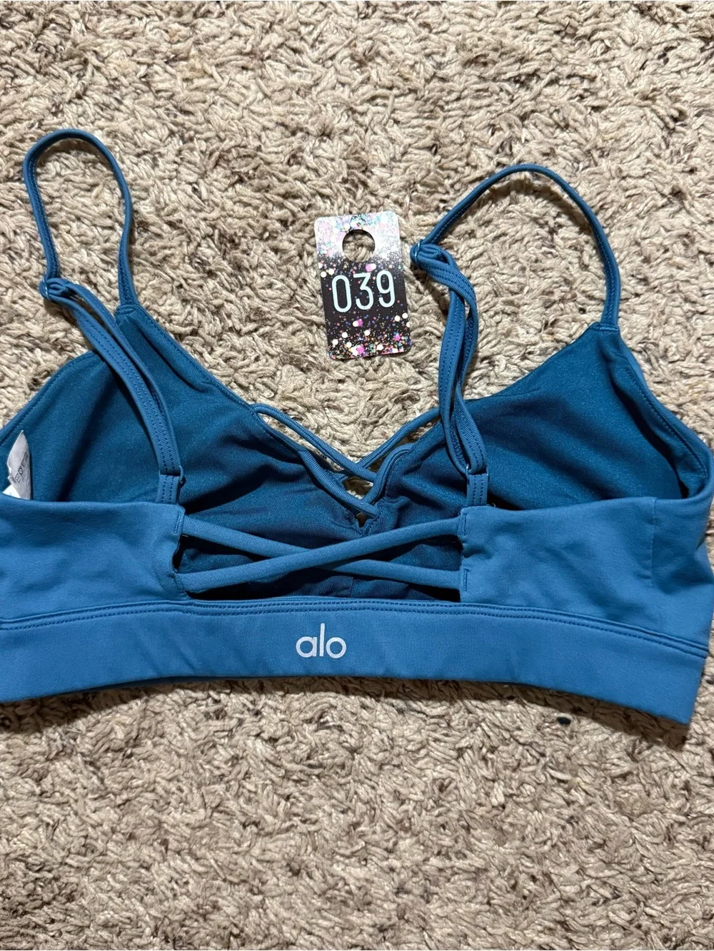 Alo Yoga Interlace Sports Bra Legion Blue Size XS